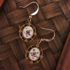 Vintage Guilloche Rose Gold Earrings